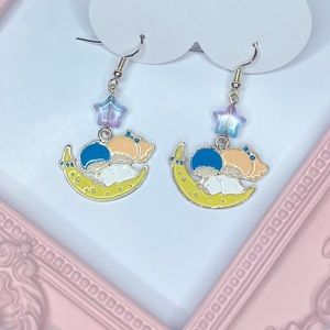 Little Twin Stars (Kiki & Lala) on Moon Drop Earrings Ombré Crystal Glass Stars